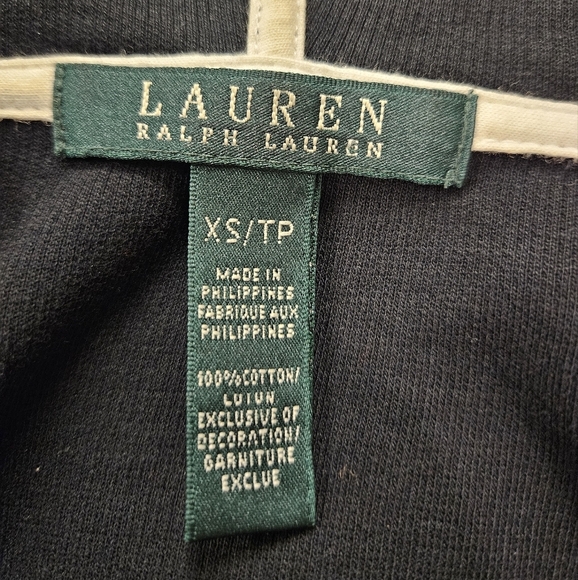 Lauren Ralph Lauren Black Hooded cotton SweaterJacket Button Up size XS - Picture 8 of 9